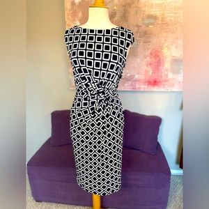 Lauren Ralph Lauren Black and White Stretch Jersey Dress size 4